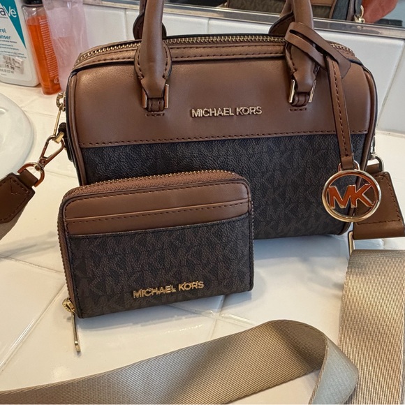 Michael Kors Handbags - Michael Kors Brown and Dark Brown Crossbody Bag with Wallet